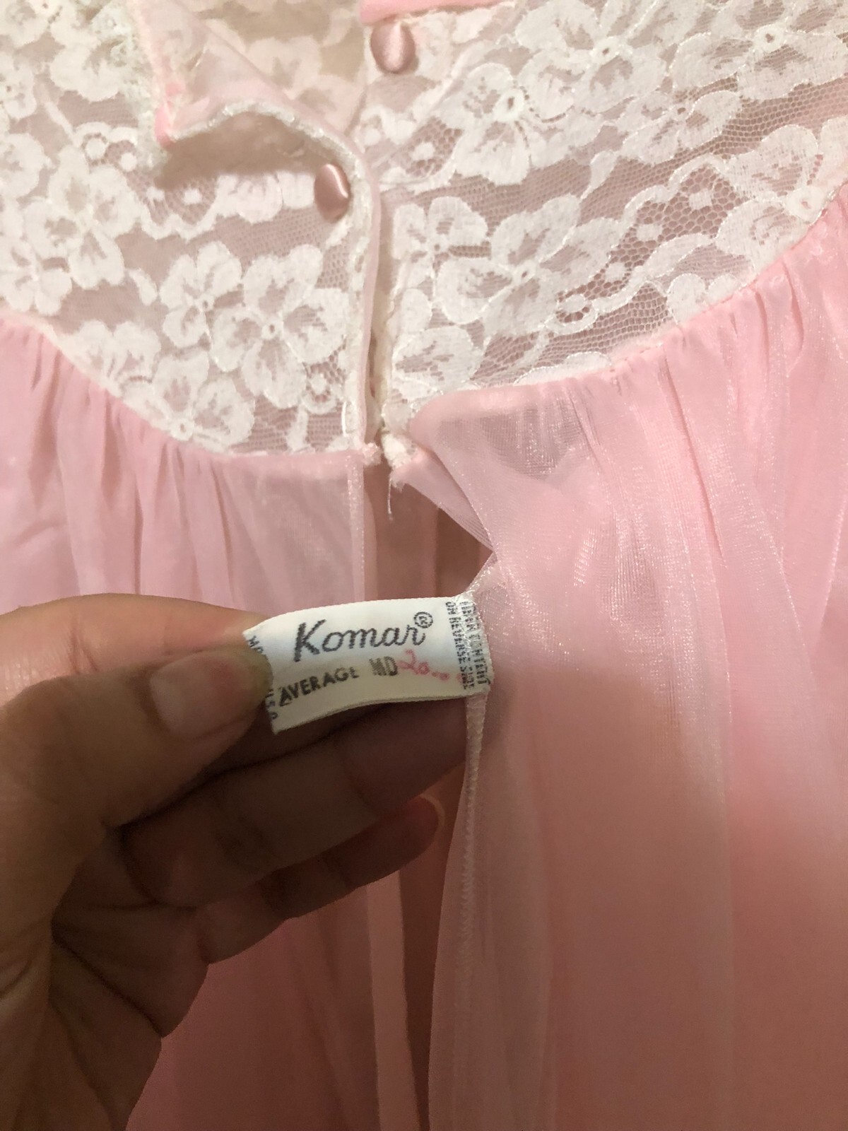 Komar Vintage Pink White Multi-Color Lace Robe Size Medium M