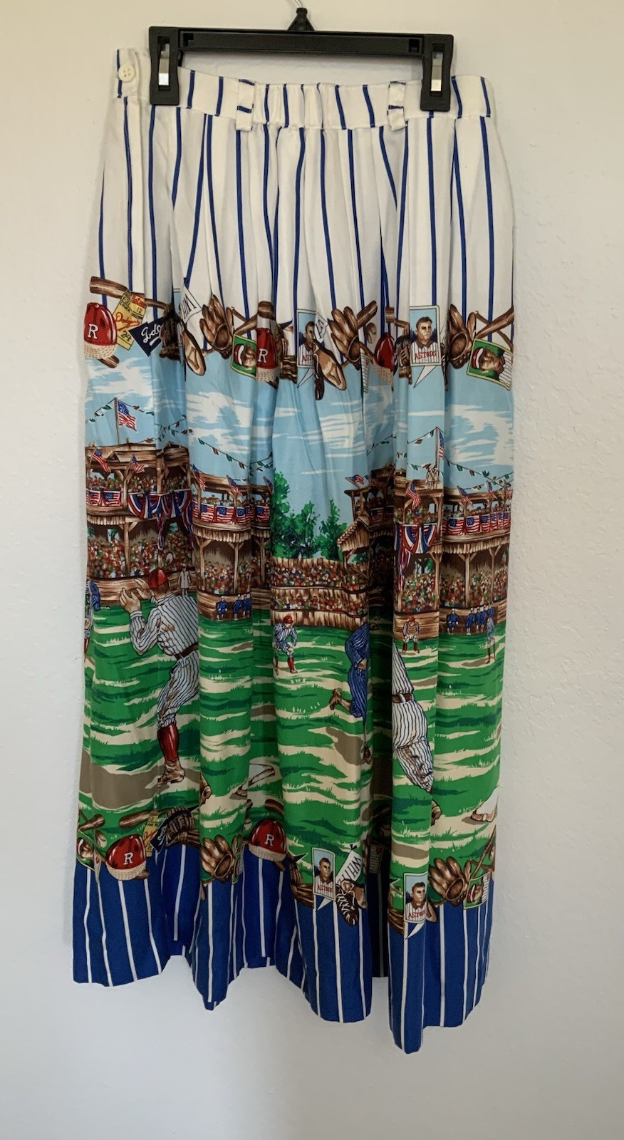 Vtg Sharon Young Top Pleated Skirt Set Baseball & USA July 4th Outfit 1980’s