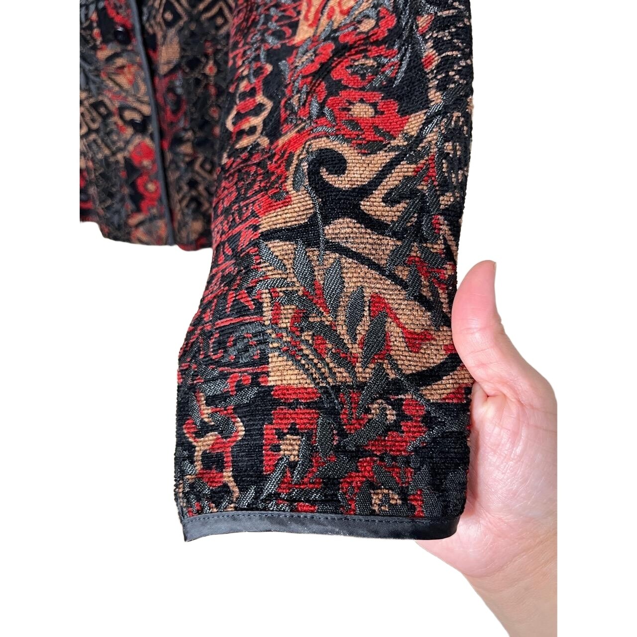 Vintage Briggs New York Multicolor Button Front Pattern Tapestry Jacket Size 18W