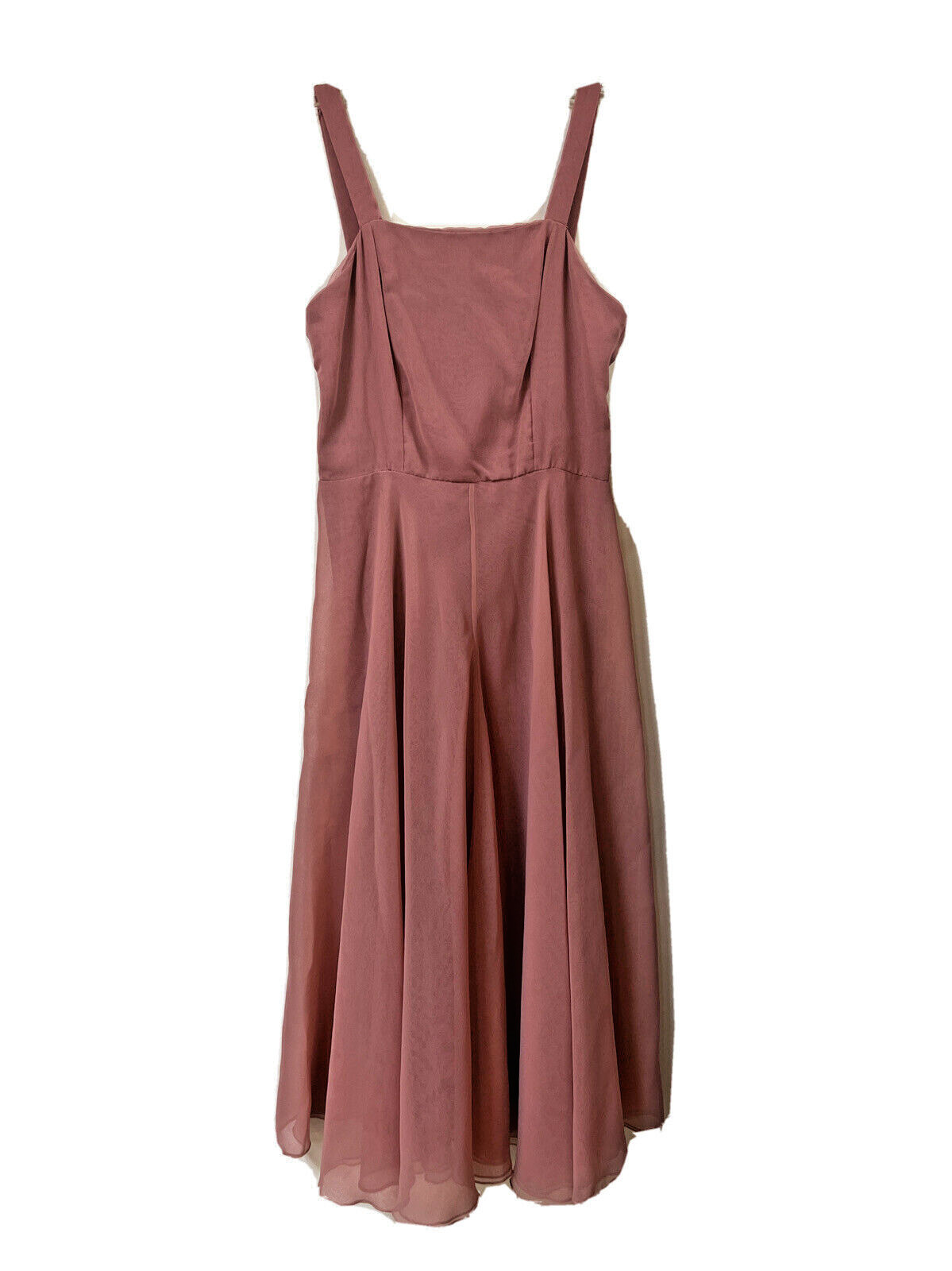 Vtg FRANK USHER Midi Dress S Blush Chiffon Evening Midi 80s Wedding Mother Bride