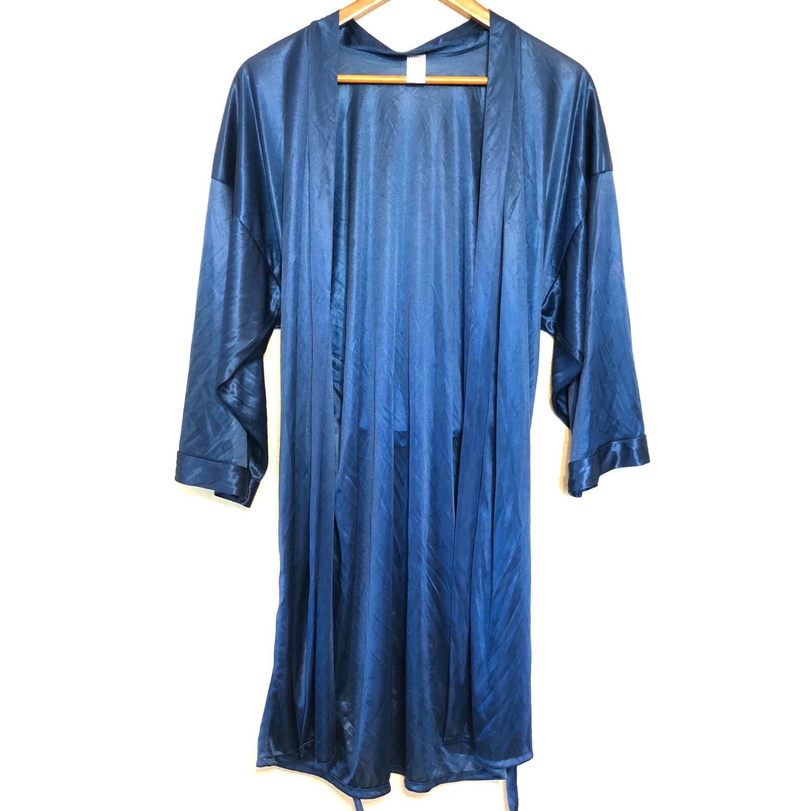 Vtg Petra Fashions Short Kimono Robe One Size Fits Most Shimmery Blue Tiny Snag
