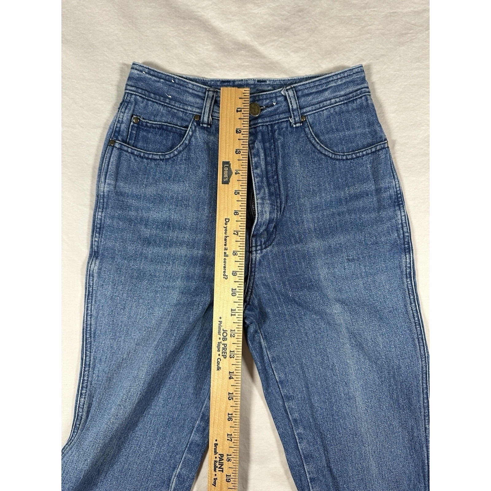 Vintage Jordache High Waisted Tapered Leg Blue Denim Jeans Ankle Zip 24 Waist 28