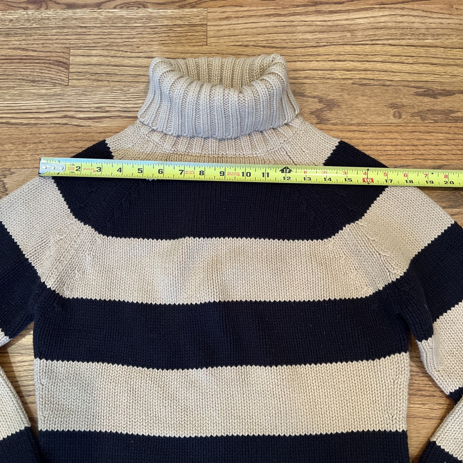 VINTAGE WOMENS GAP Y2K FALL 2002 STRIPE KNIT TURTLENECK SWEATER SMALL -MEDIUM