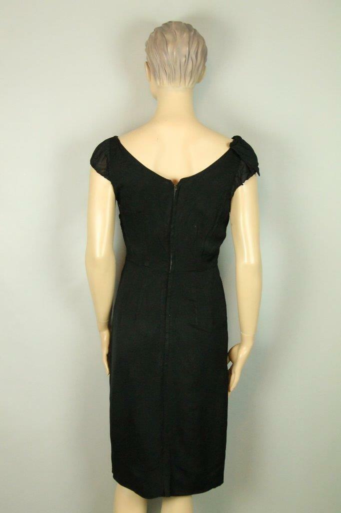 Vtg 50s RAPPI Ruched Chiffon Organza Rockabilly Cocktail Party Sheath Dress S