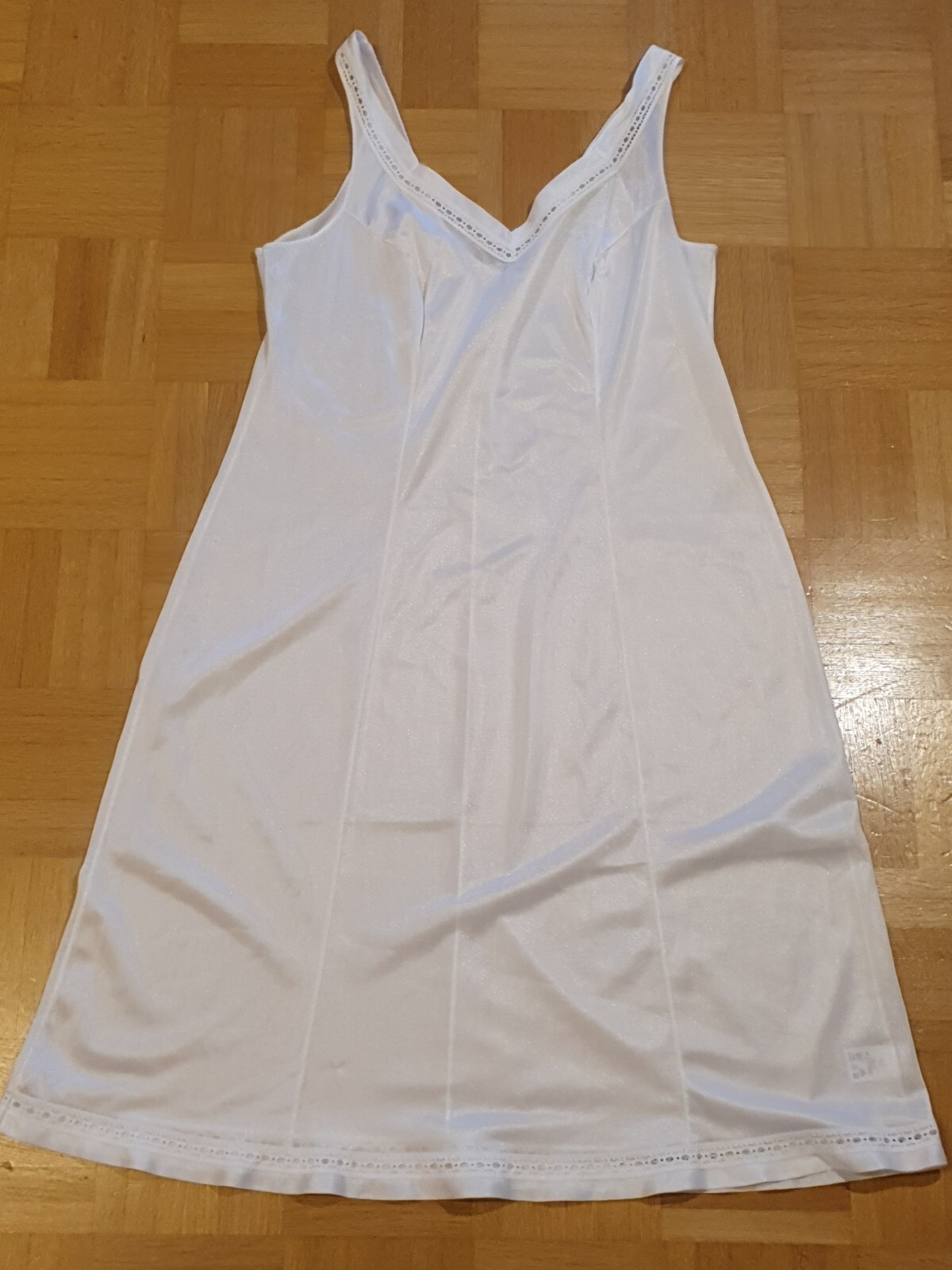 RARE: Perlon slip dress, size 44, white, new * vintage
