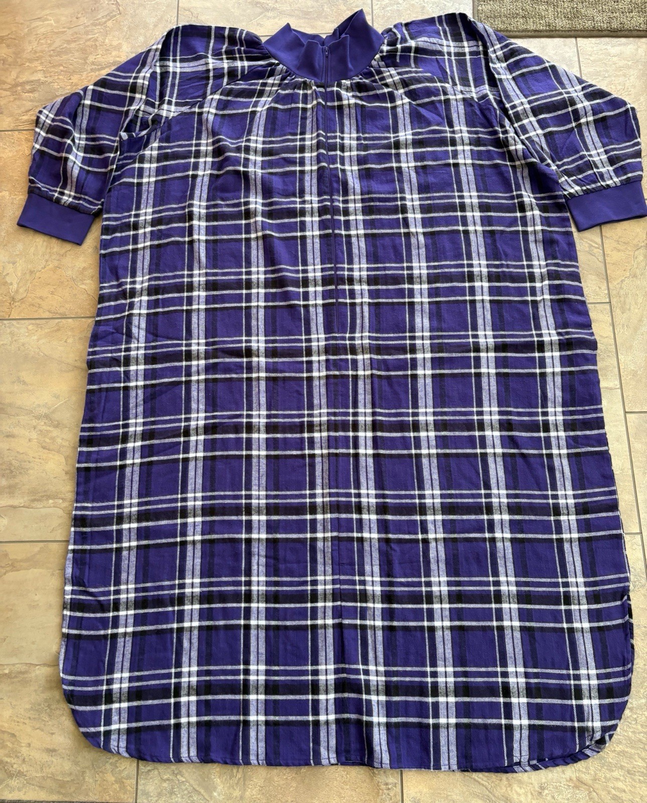 Vintage Metropolitan Housecoat Gown Robe Plus Sz 4X Purple Plaid Flannel So Cozy