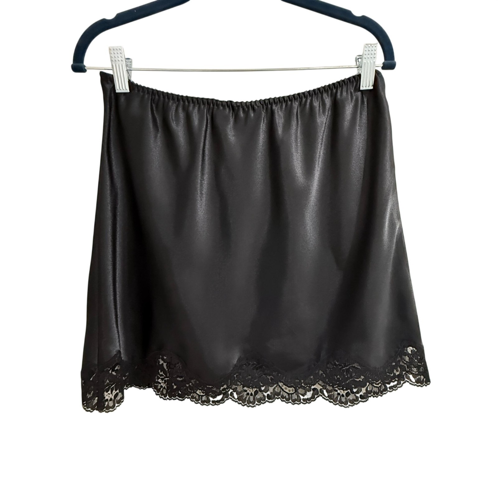 Vintage Victorias Secret Black Lace Trim Half Slip Skirt Size S Mini Coquette