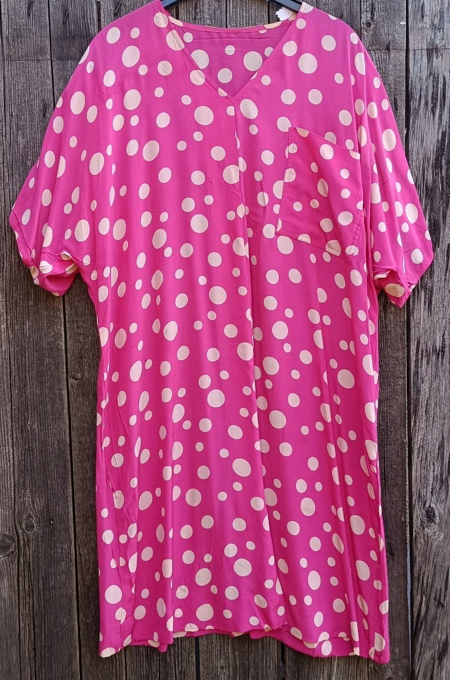 Vintage Polka Dot Dress Pink Cream Polka Dot Boho Maxi Dress Unique Handmade 50 52 54
