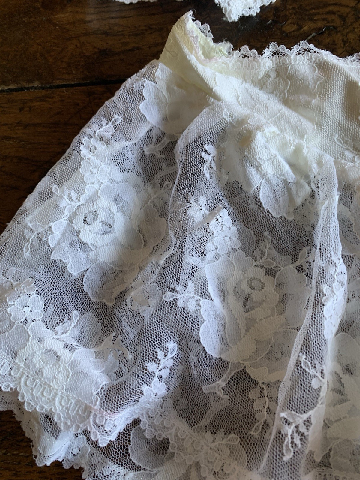 Vintage Emil Bole Corset Panties White Lace Rose Lingerie Lace Up Size Large