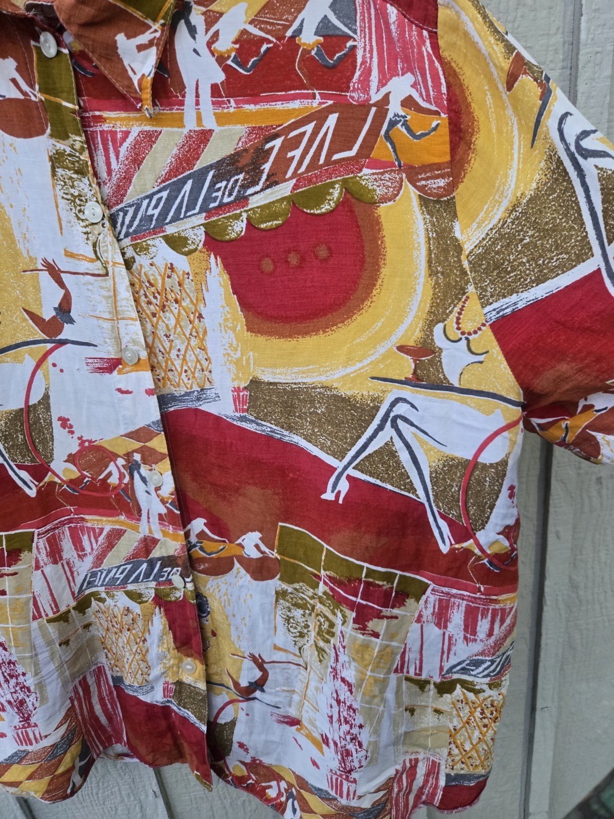 Vintage 80s/90s Made in West Germany Abstract Art Print Resort Shirt – Size L/XL