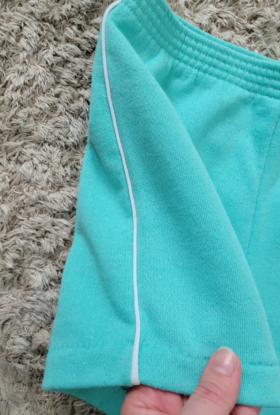 Vintage Adidas Mint Green Shorts w White Piping & Elastic Waist Size Med