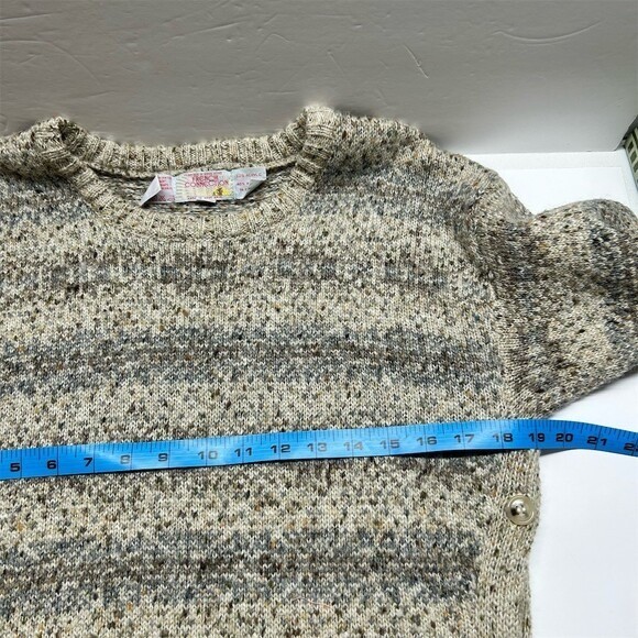 Vintage French Connection Wool Blend Side Button Tunic Sweater Beige Grey Medium
