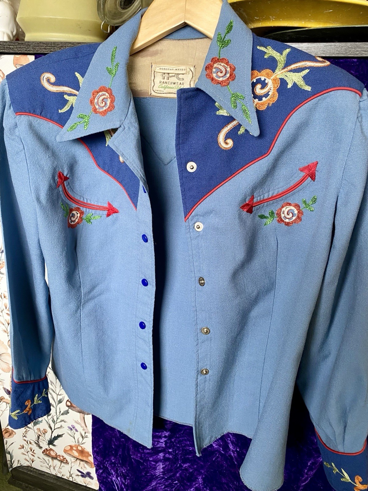 Vintage H Bar C California Ranch Wear Western style Shirt Floral Size S/M