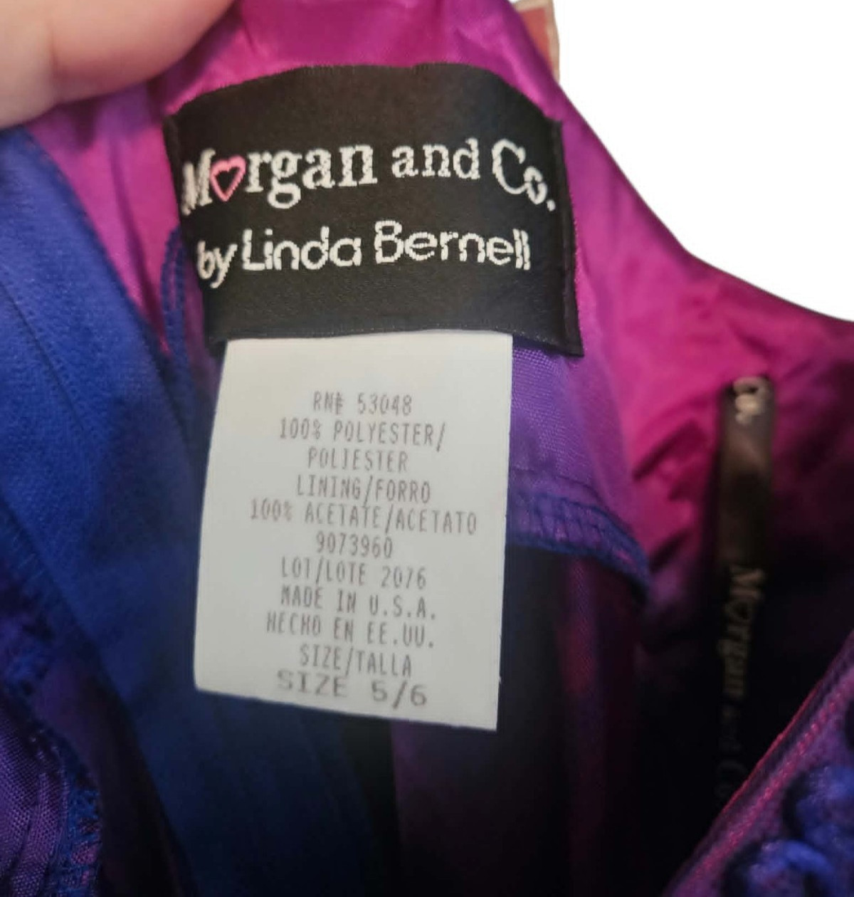 VTG 90s Y2K Morgan & Co Linda Bernell Blue Purple Sequin Maxi Prom Dress Sz 5/6
