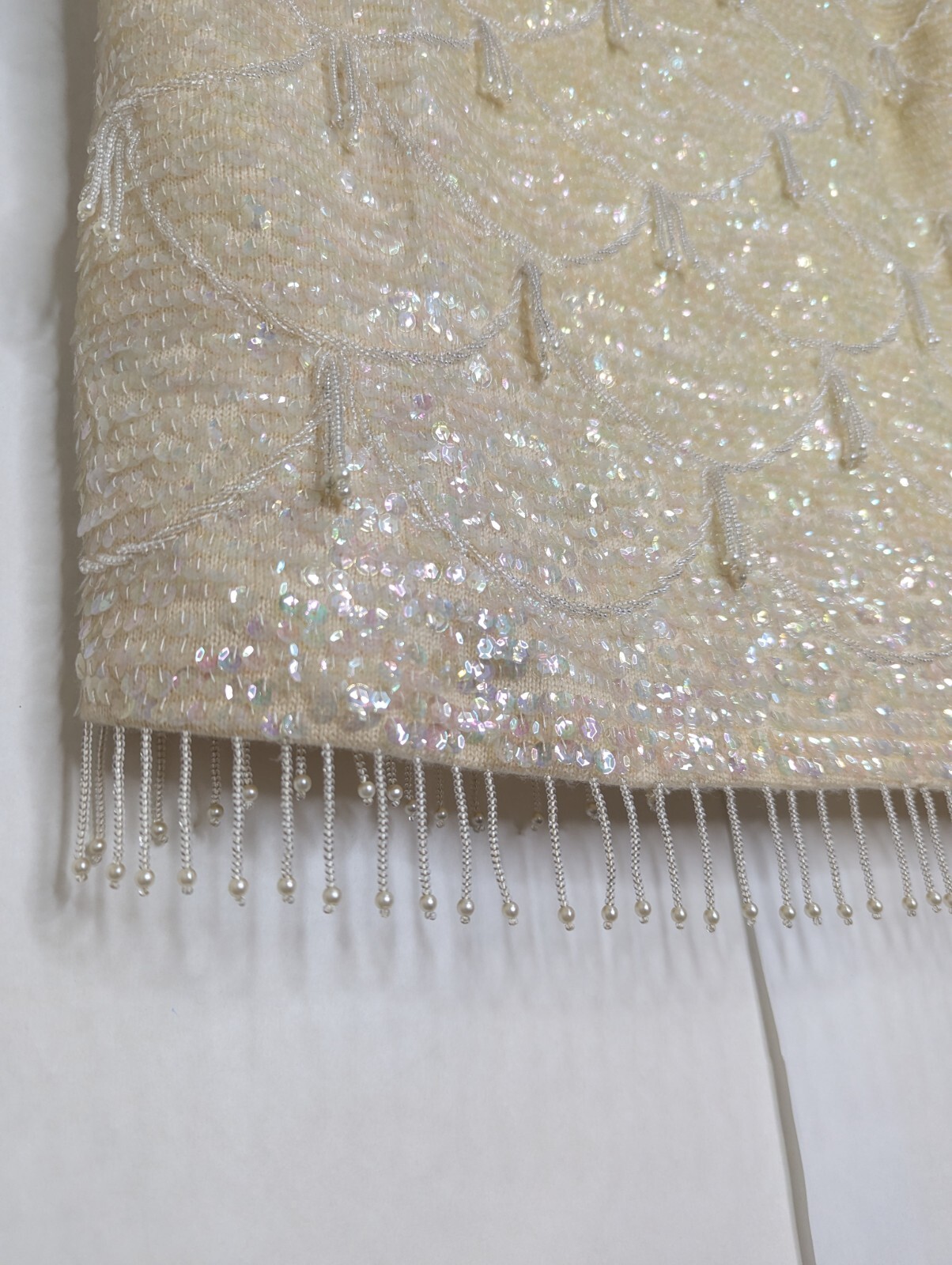 VTG 60’s Cocktail Top Iridescent Sequin & Beaded Hem Incredibly Made Size Large