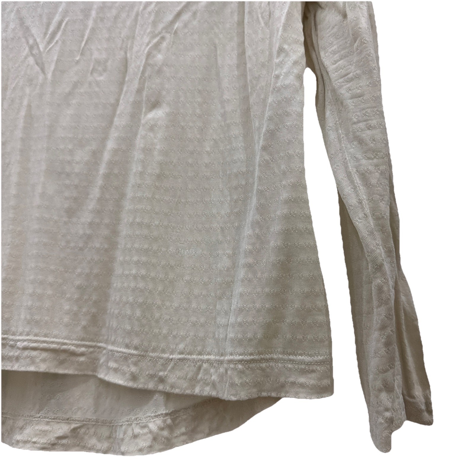 Vintage 80s Lands End 100% SILK Pattern Sheer Top Undershirt Blouse White M10-12