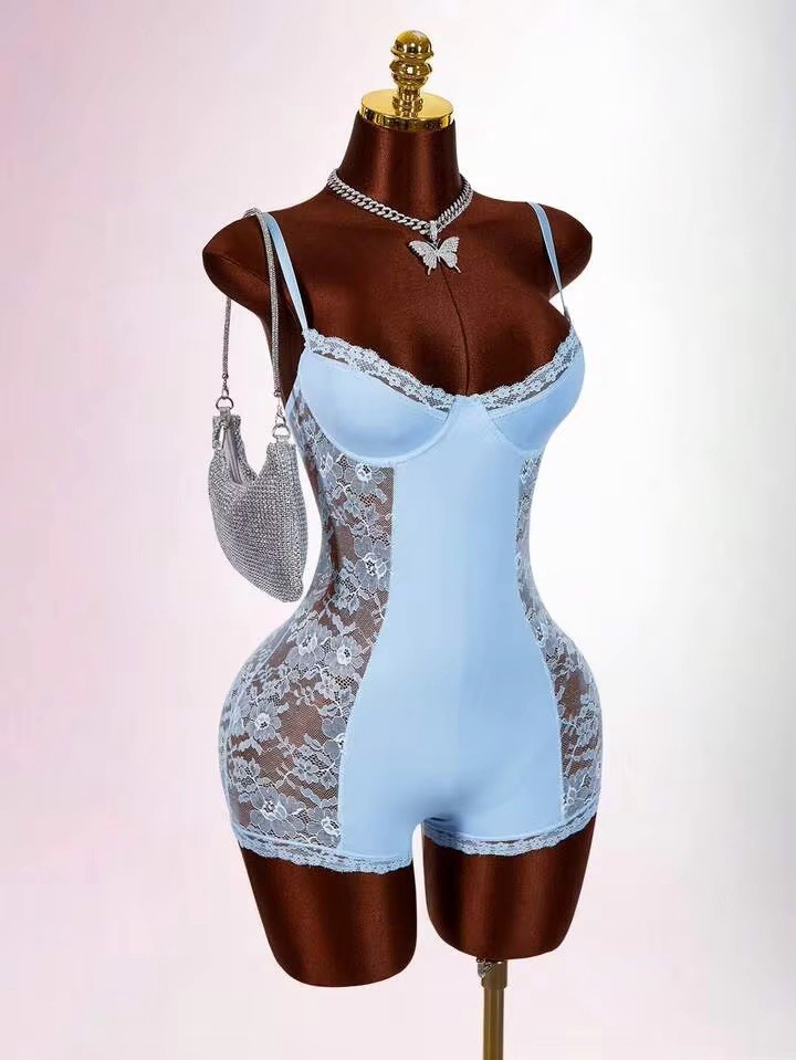 Satin Glossy Shaper Romper TEDDY Bodysuit Girdle Bra Long Leg Unitard L NEW