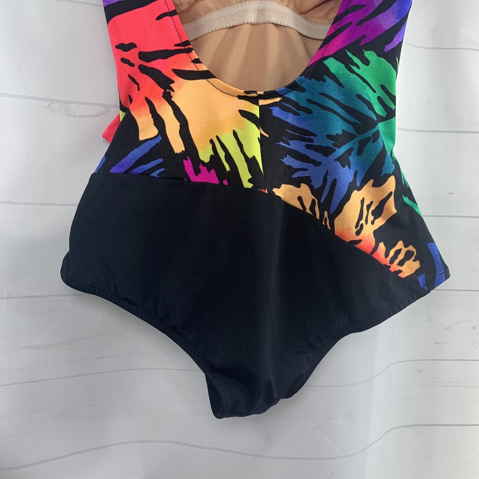 Catalina Neon Splash One Piece Swimsuit Bathing Suit Size 10 USA Vintage 1980s