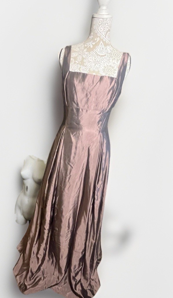 Vintage 1990s Y2K DRESS Metallic Rose Gold Formal Prom Gown Party All That Jazz
