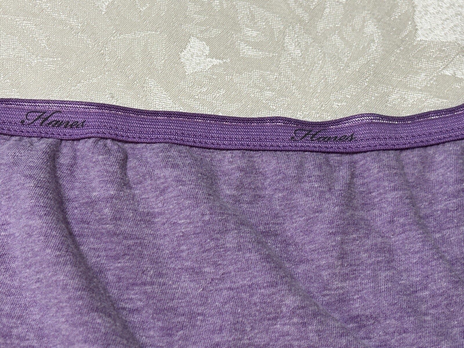 Vtg HANES Cotton Blend Signature Waistband Hi-Cut 8/XL Purple Heather Panties