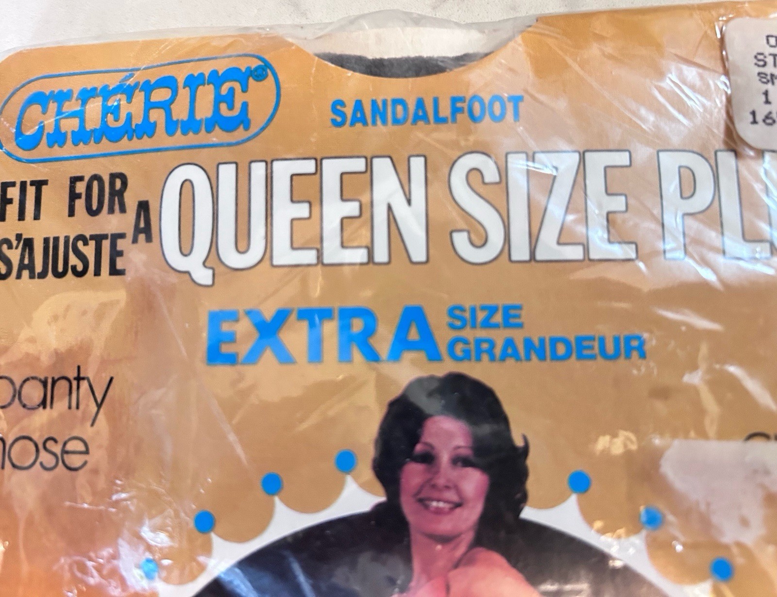 Vintage Cherie Queen Size Plus Sandalfoot Smoke Grey Pantyhose X-Large Nylon