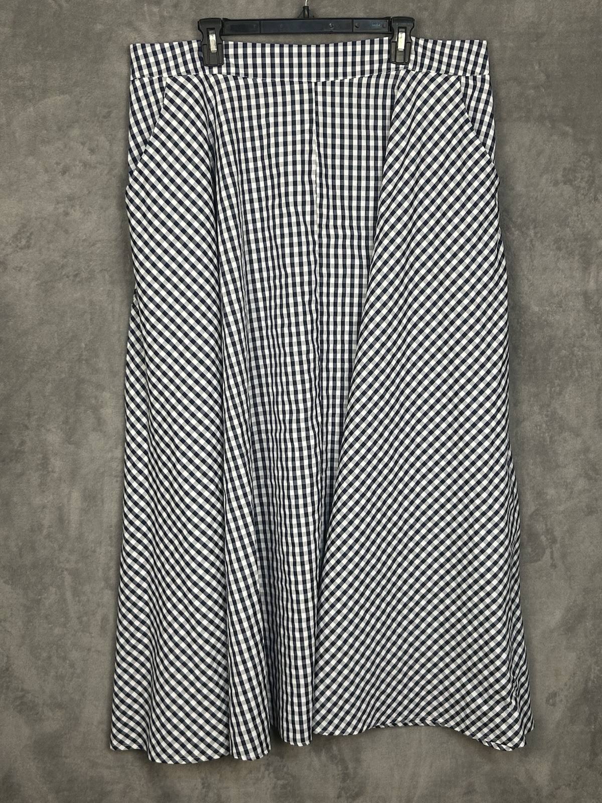 Checkerboard Plaid Skirt Womens 2XL Blue White Tartan Picnic Full Maxi