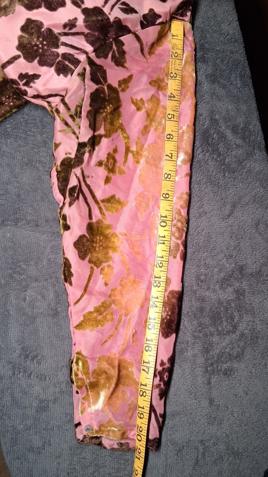 Vintage 1970s Pink And Velvet Green Dress