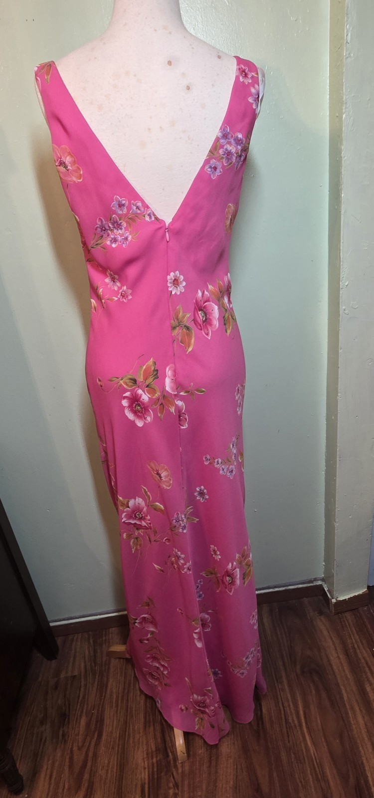 Y2K Niki Livas Slip Dress Sz 12 Cowl Neck Shear Overlay Gown Whimsigoth Fairy