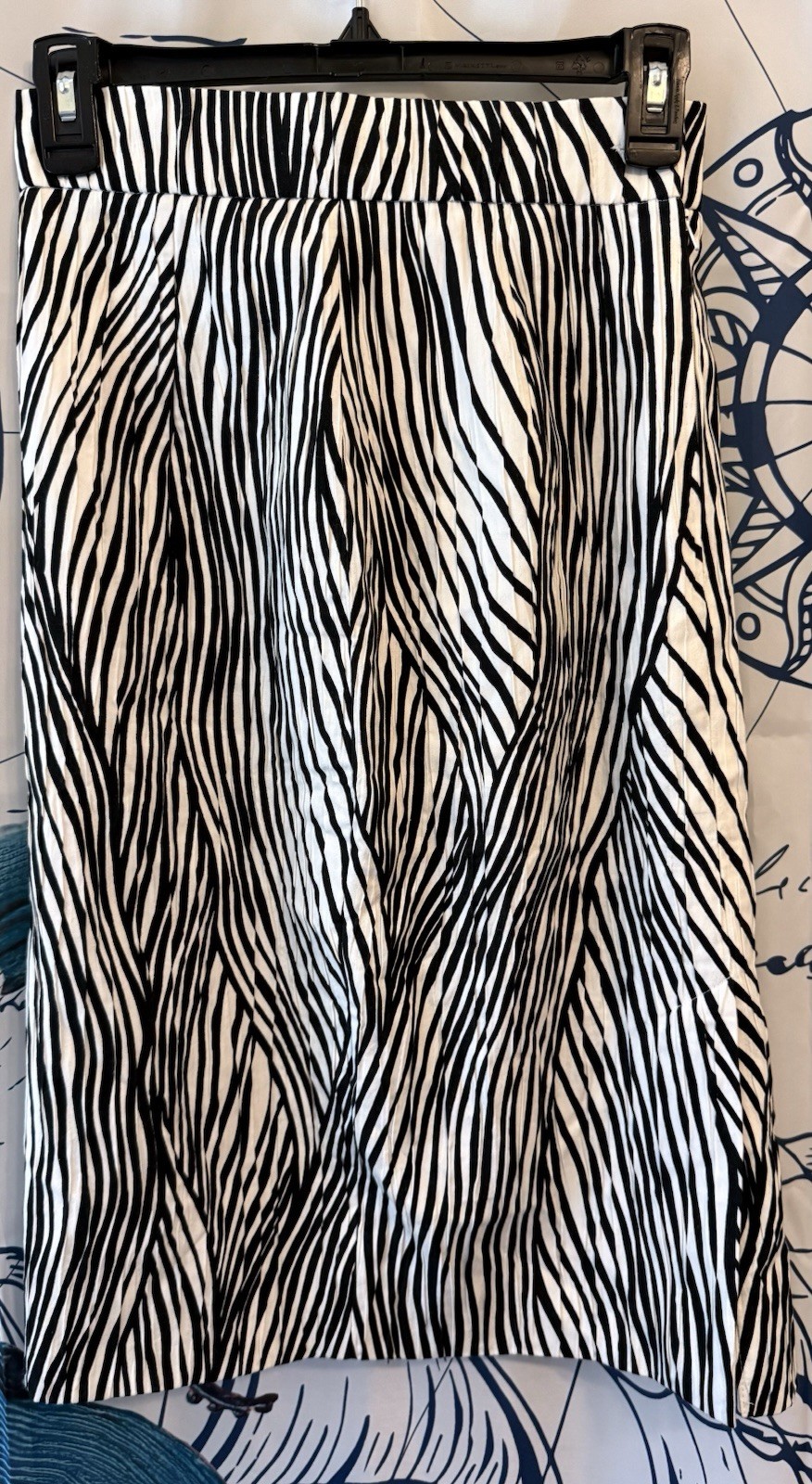 Vintage Bisang Couture Neiman Marcus XS Pencil Skirt Black White Zebra Print