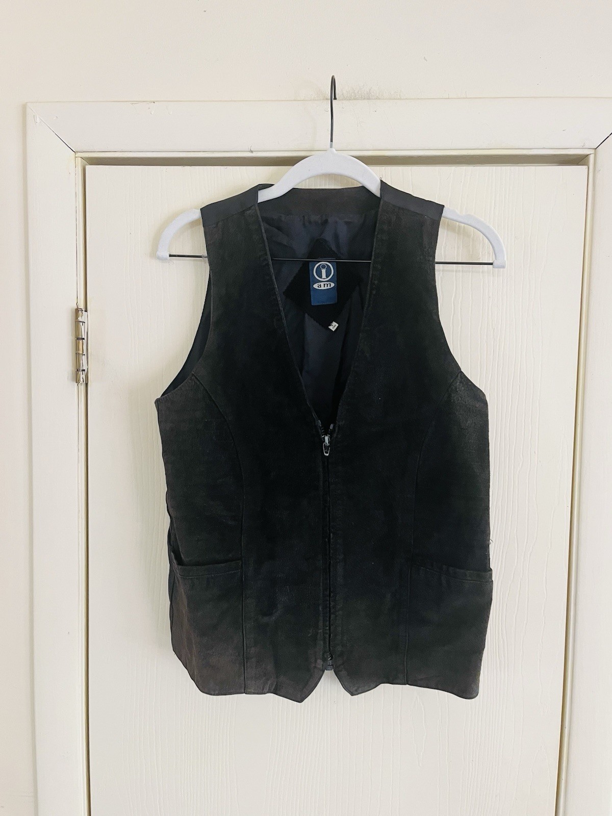 VTG 90s Y2K Suede 70s Western Folk Festival Boho Biker Zip Front Vest S/M