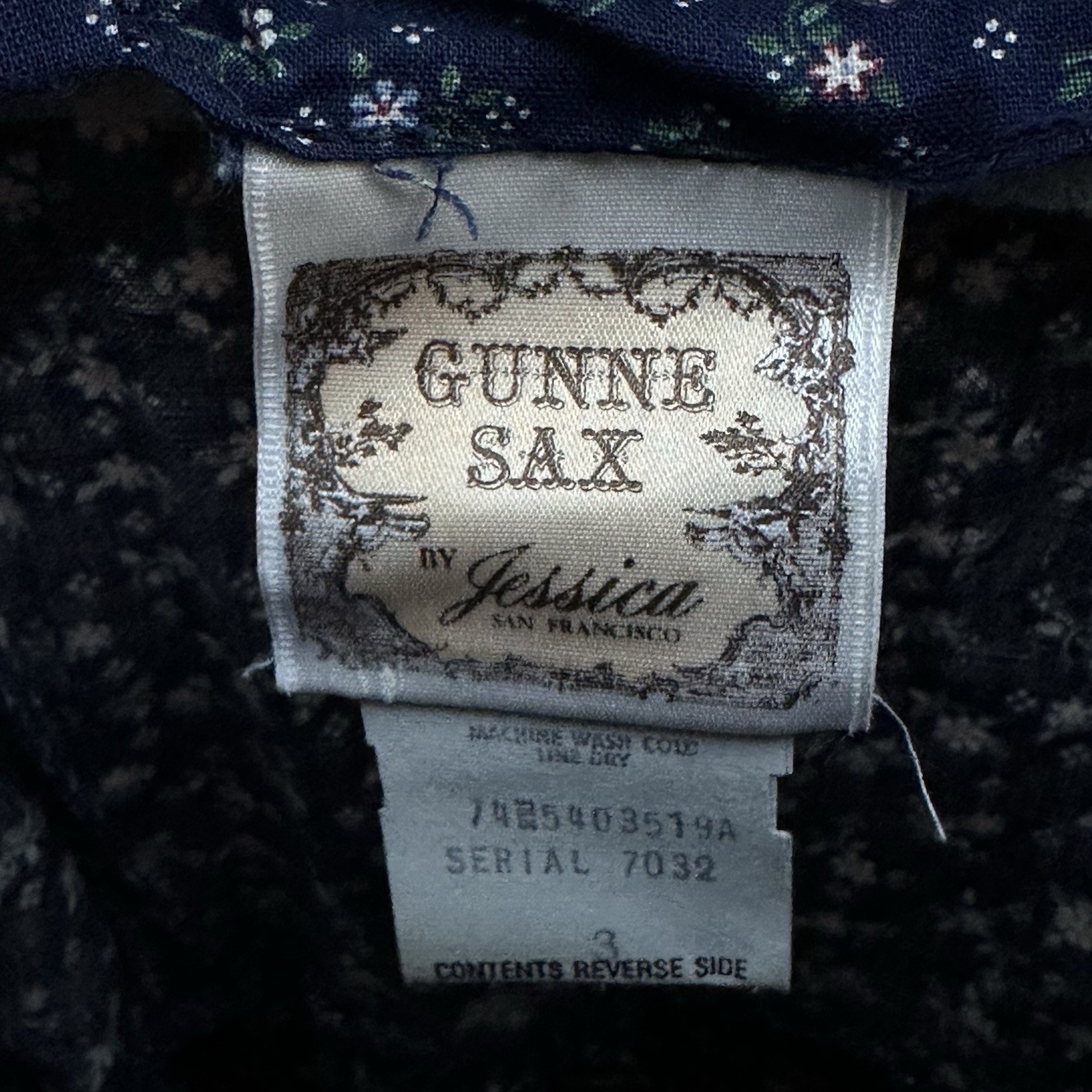 Gunne Sax 1970s Blue Prairie Maxi Dress Lace Trim Cotton Bohemian Vintage