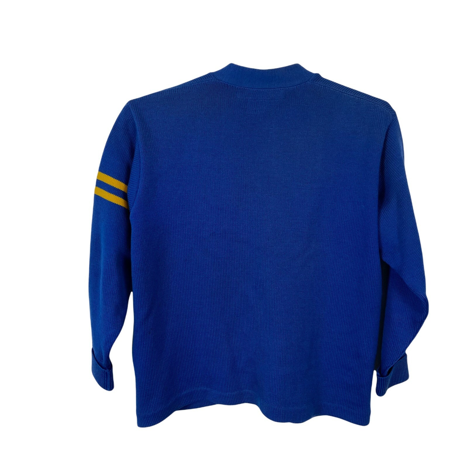Letterman Varsity Sweater Women SZ XL Vintage Lasley Knitting Co Blue Gold Wool