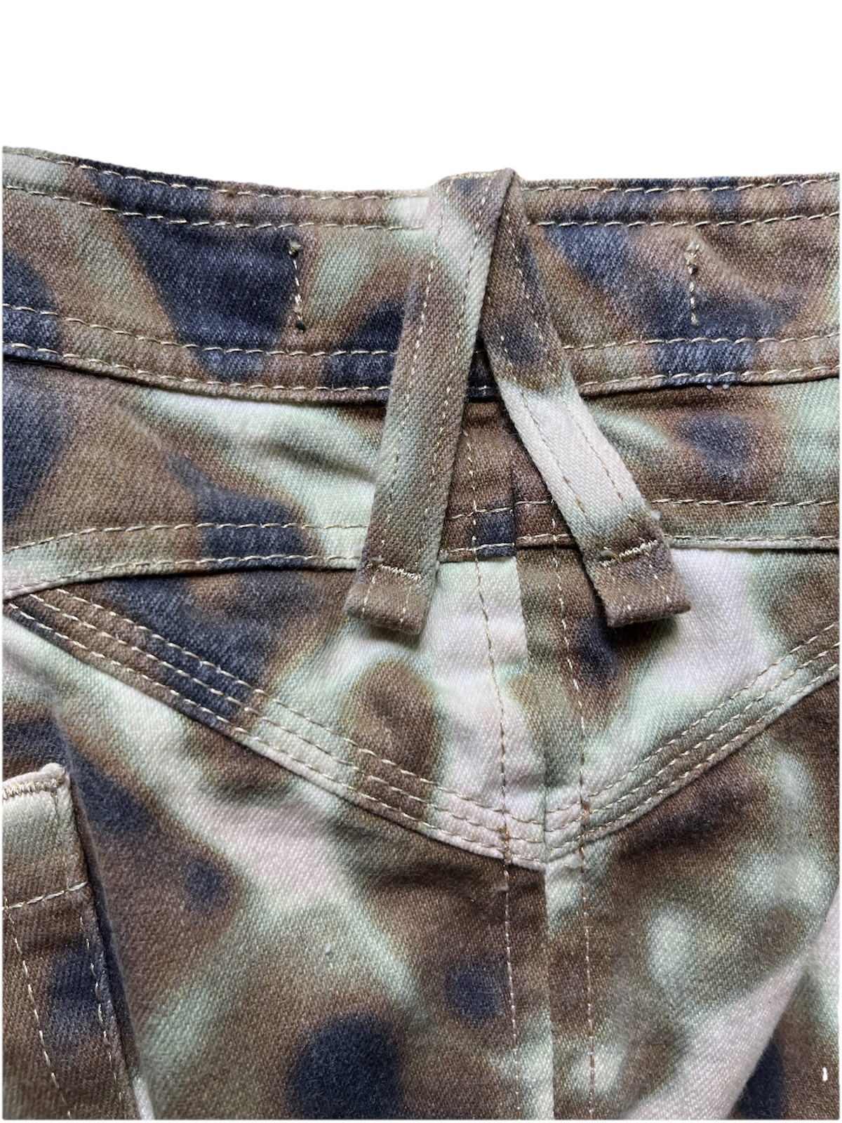 Vintage JUST CAVALLI DENIM camouflage pencil skirt 42 Gold Stitching Zip Italy