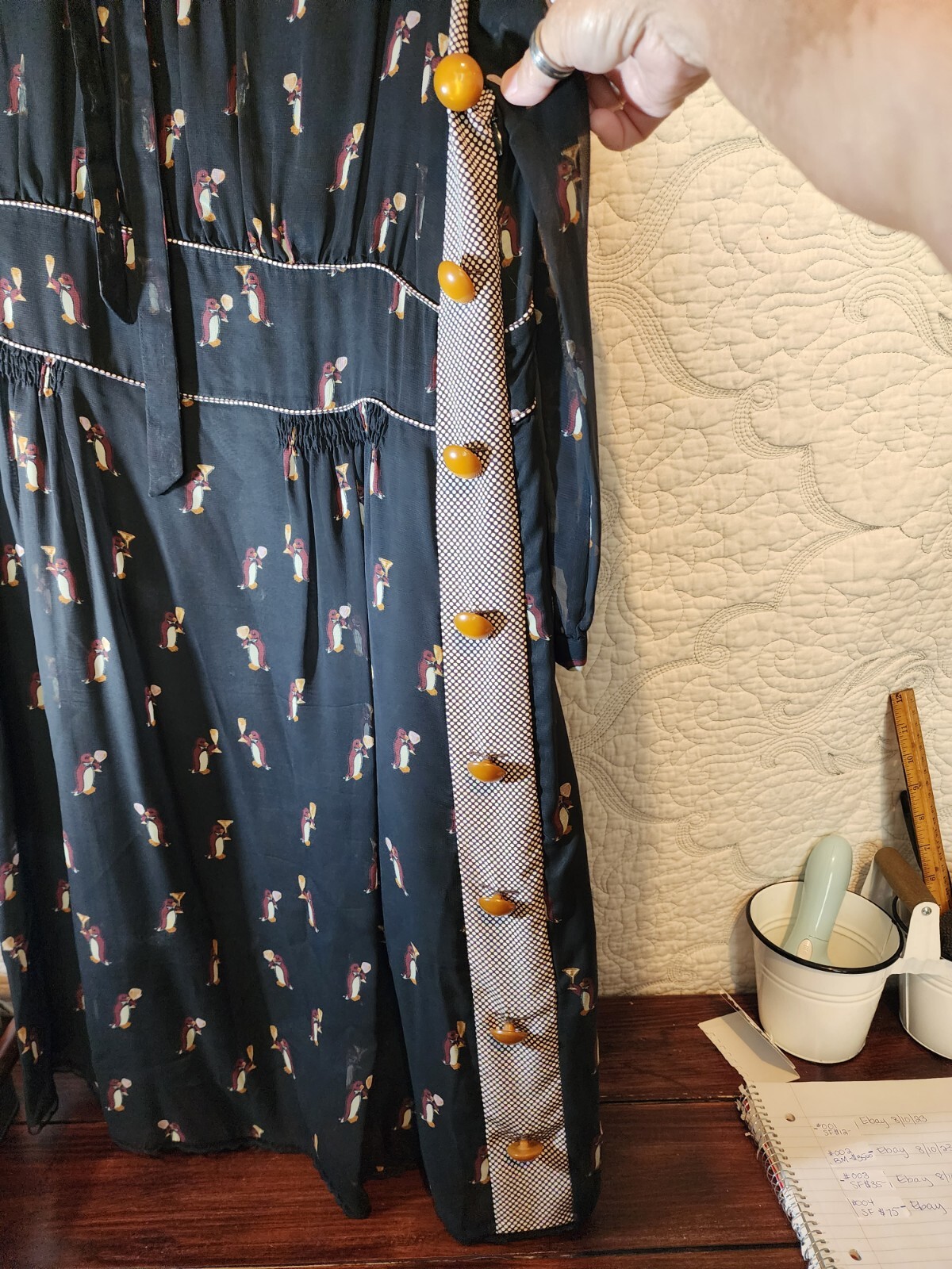RARE Coach Neck Tie Dress Penguin holding champagne glass Rare print SZ 10.
