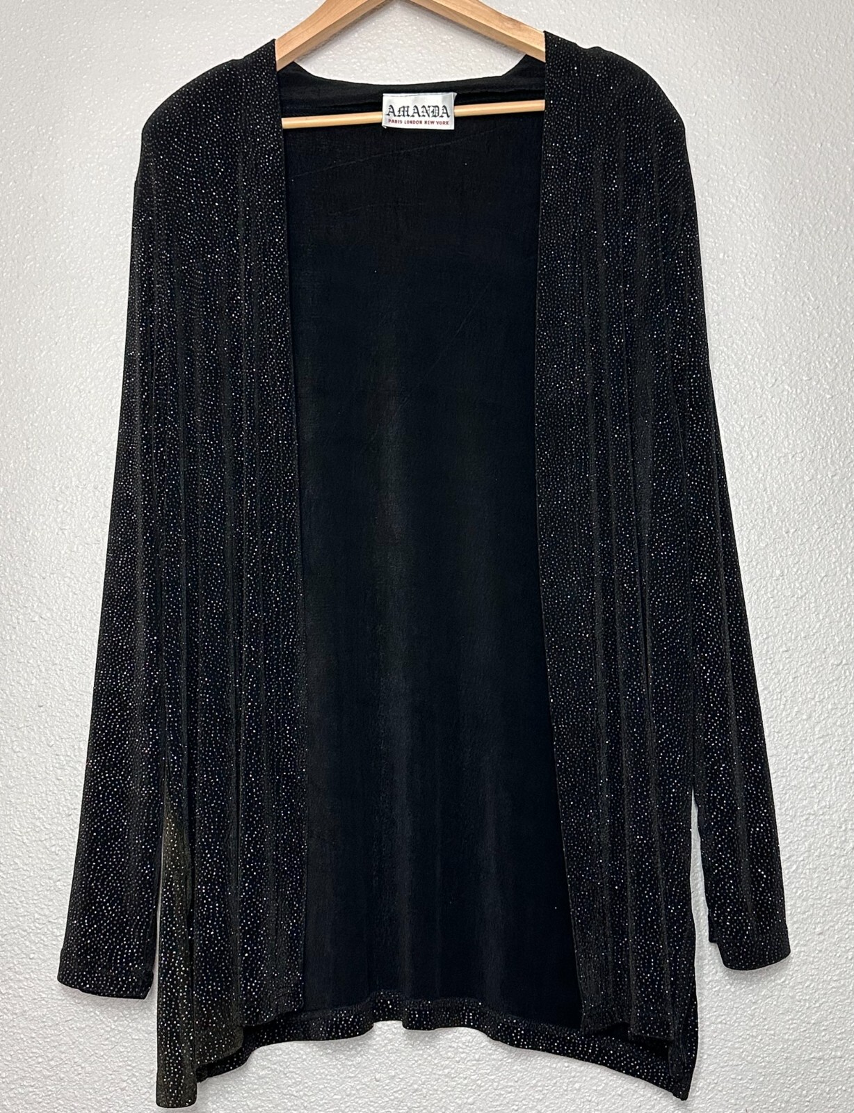 Vintage Amanda Black w/ Iridescent Sparkle Open Front Stretch Cardigan – Women’s
