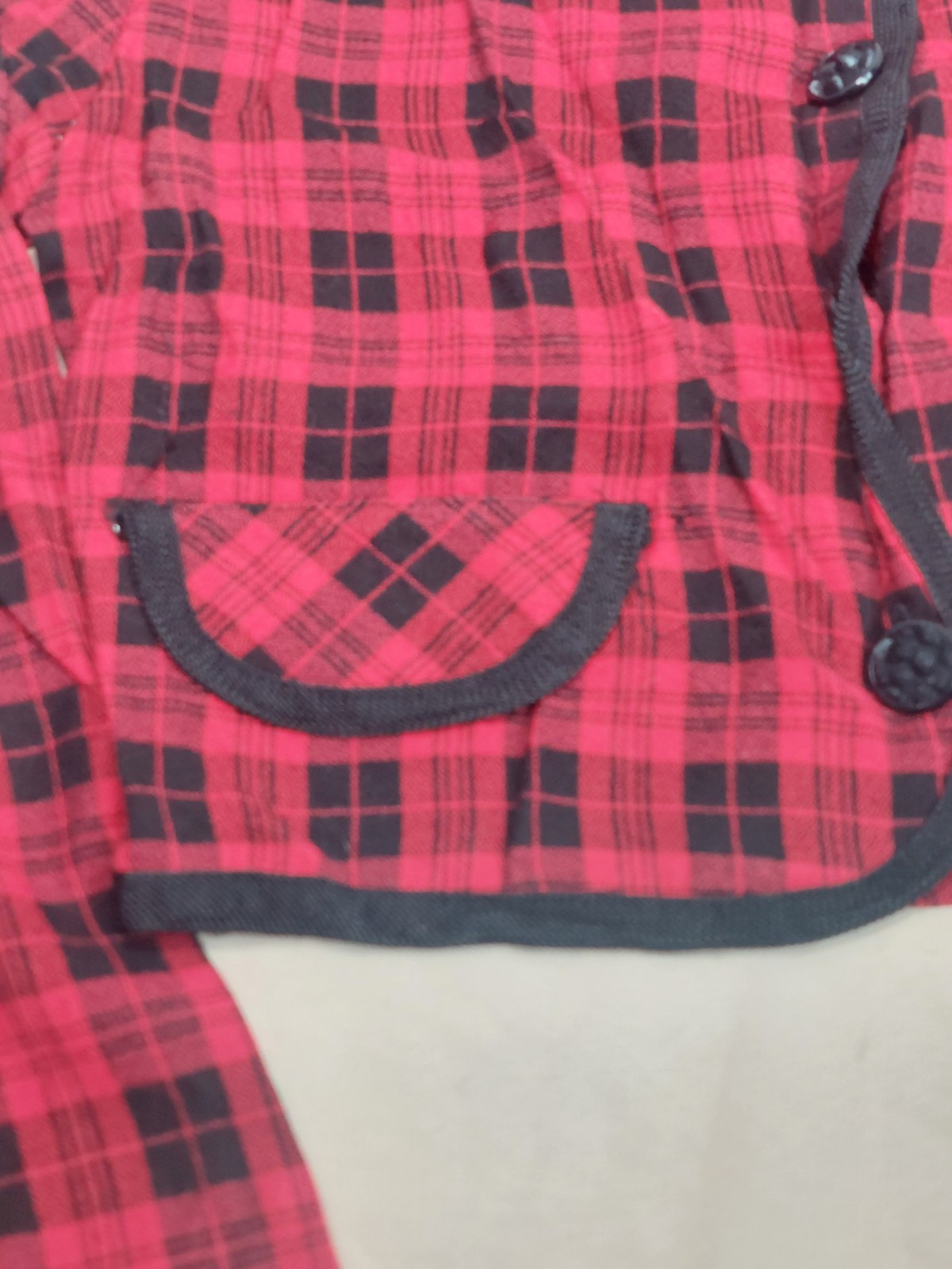 True Vintage 80s 90s Red Black Plaid Crop Top Long Shirt Grunge Y2K Academia