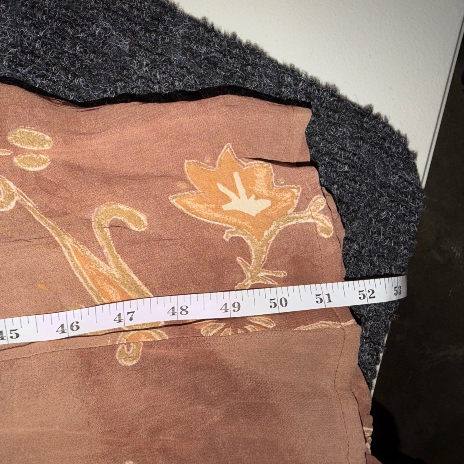 Vintage Euro Silk Blend Slip Dress Brown Floral Asymmetrical Grunge Fairycore