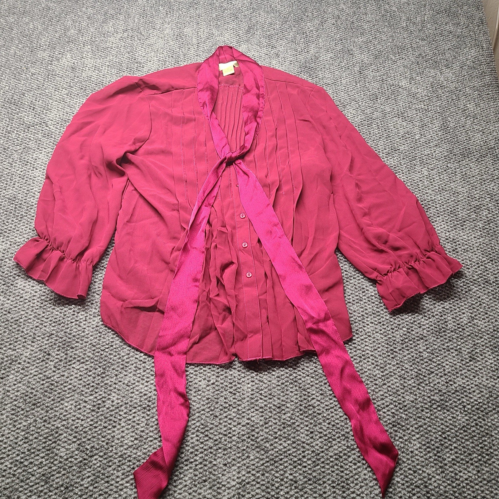 VTG New York City Design Co. Pink Silk Shirt Button Up Blouse Long Sleeve Sz XL