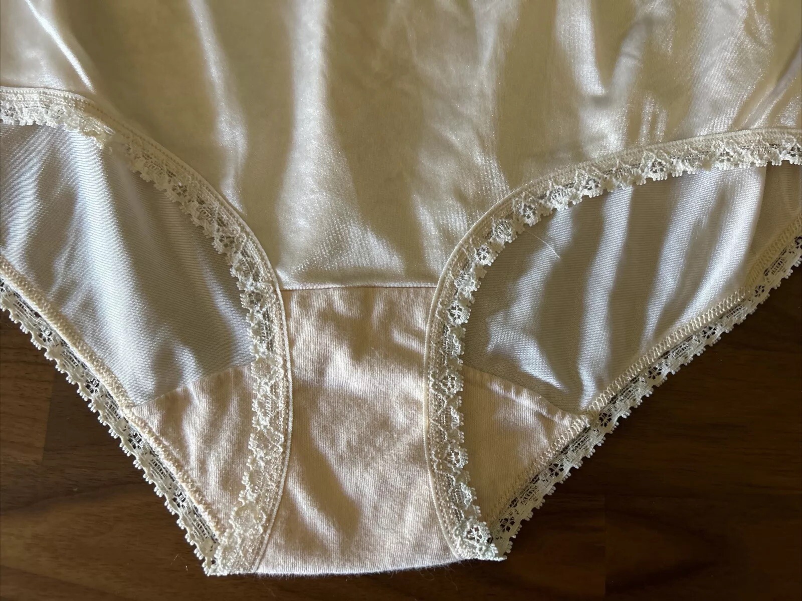 Vintage Cotillion Nylon Brief Panty 8 Beige Double Side Cotton Gusset Sissy