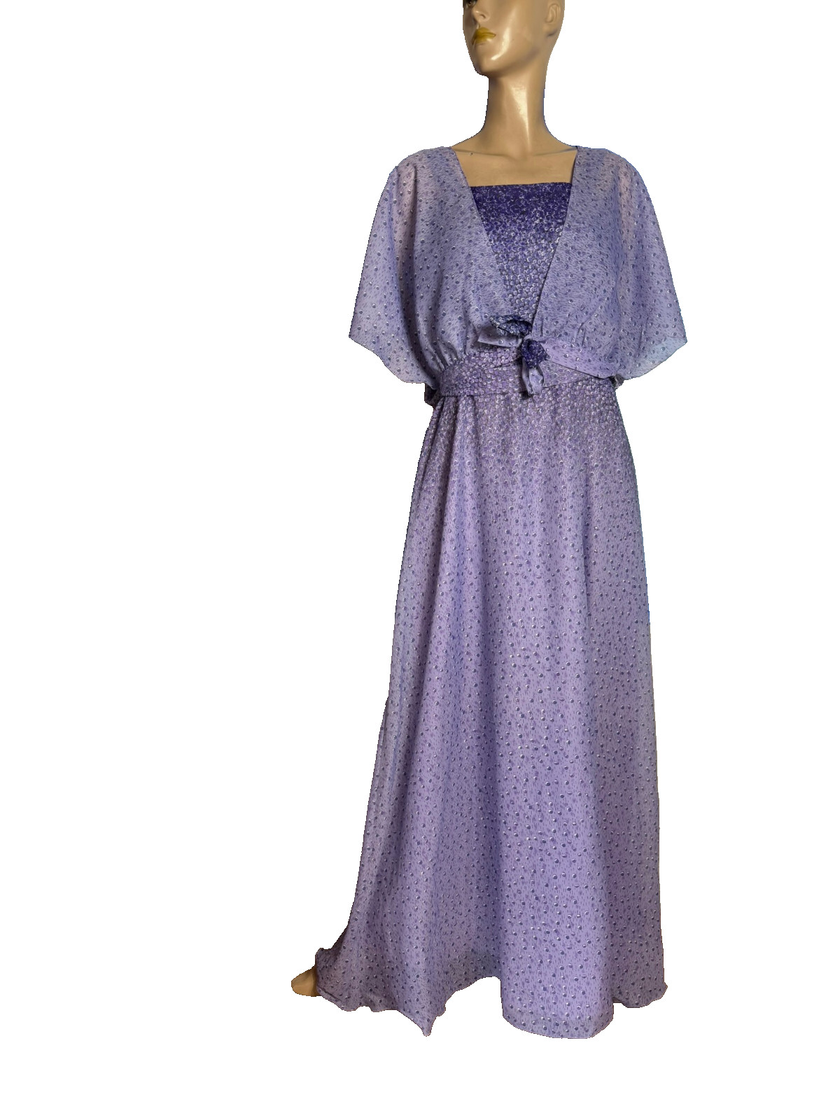 Vintage 70s Maxi Dress Kleemeier Hof Purple Evening Gown w/ Bolero Boho Gala 38 40