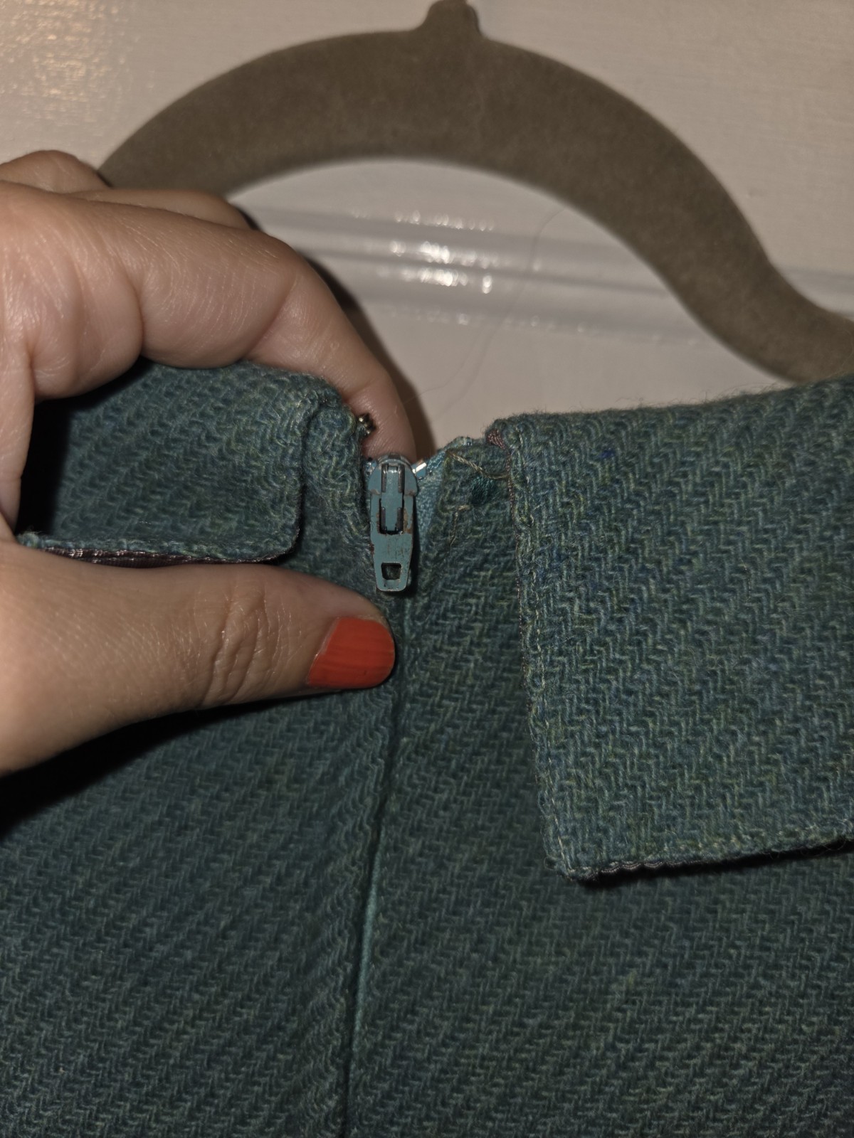 True Vintage Wippette 60’s Turquoise Mod Shift Dress. Peter Pan Collar Wool