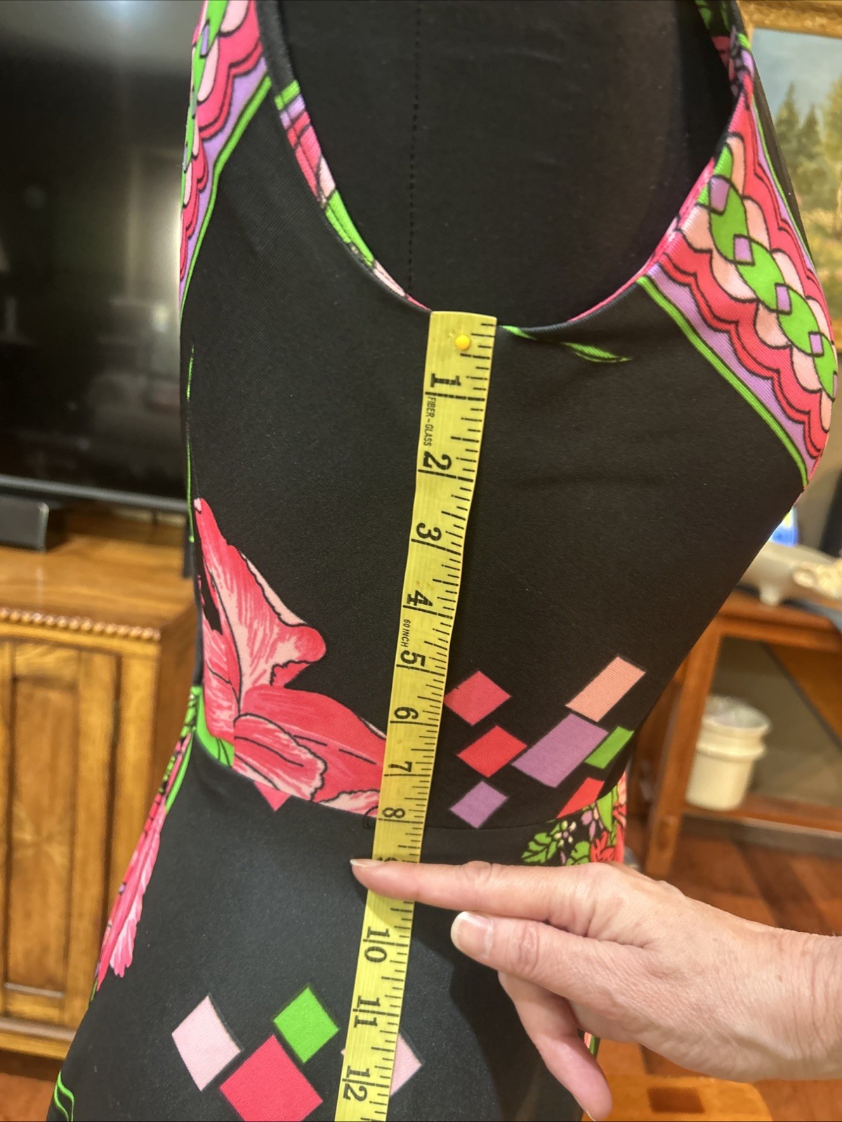 Vintage Donovan Galvani Mod retro Sleeveless Long Dress Black Hot Pink Medium
