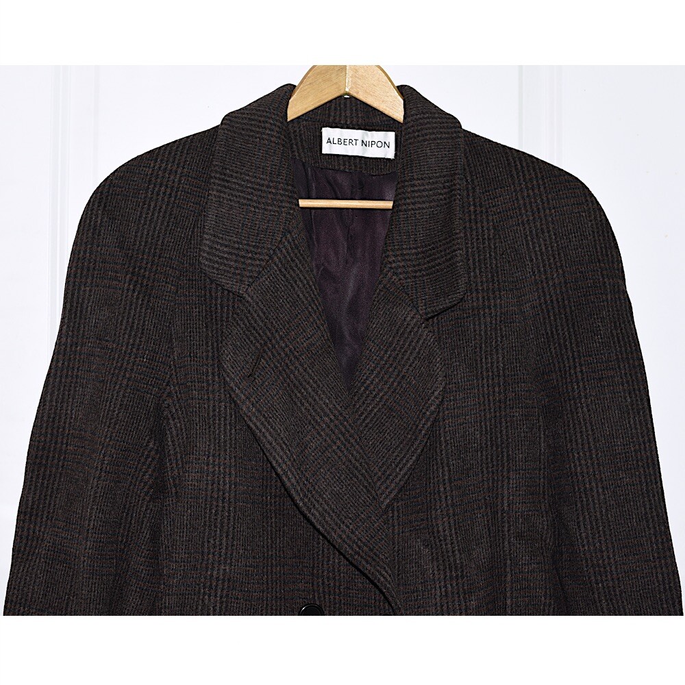Albert Nipon Vintage Wool & Cashmere Glen Plaid Coat