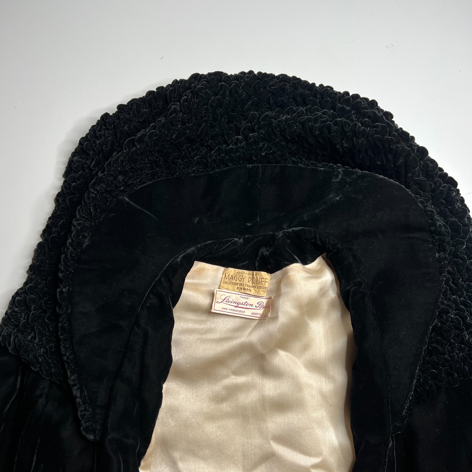 Vintage Antiq Maggy Rouff Paris Black Velvet Evening Jacket Satin Lining – Rare
