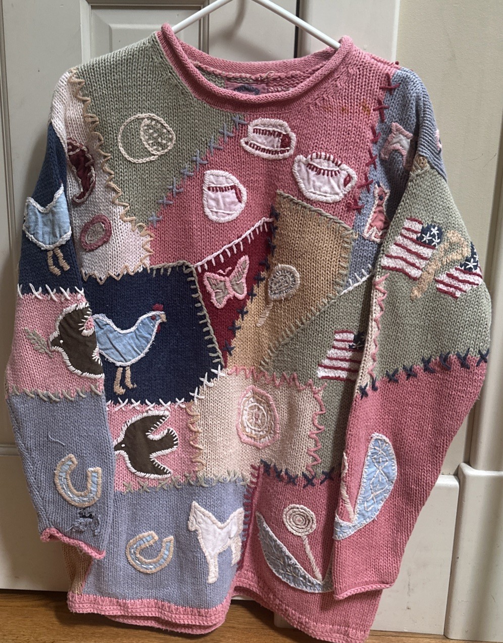 1990s Americana Two Sweaters Patchwork Susan Bristol Cambridge Country StoreREAD