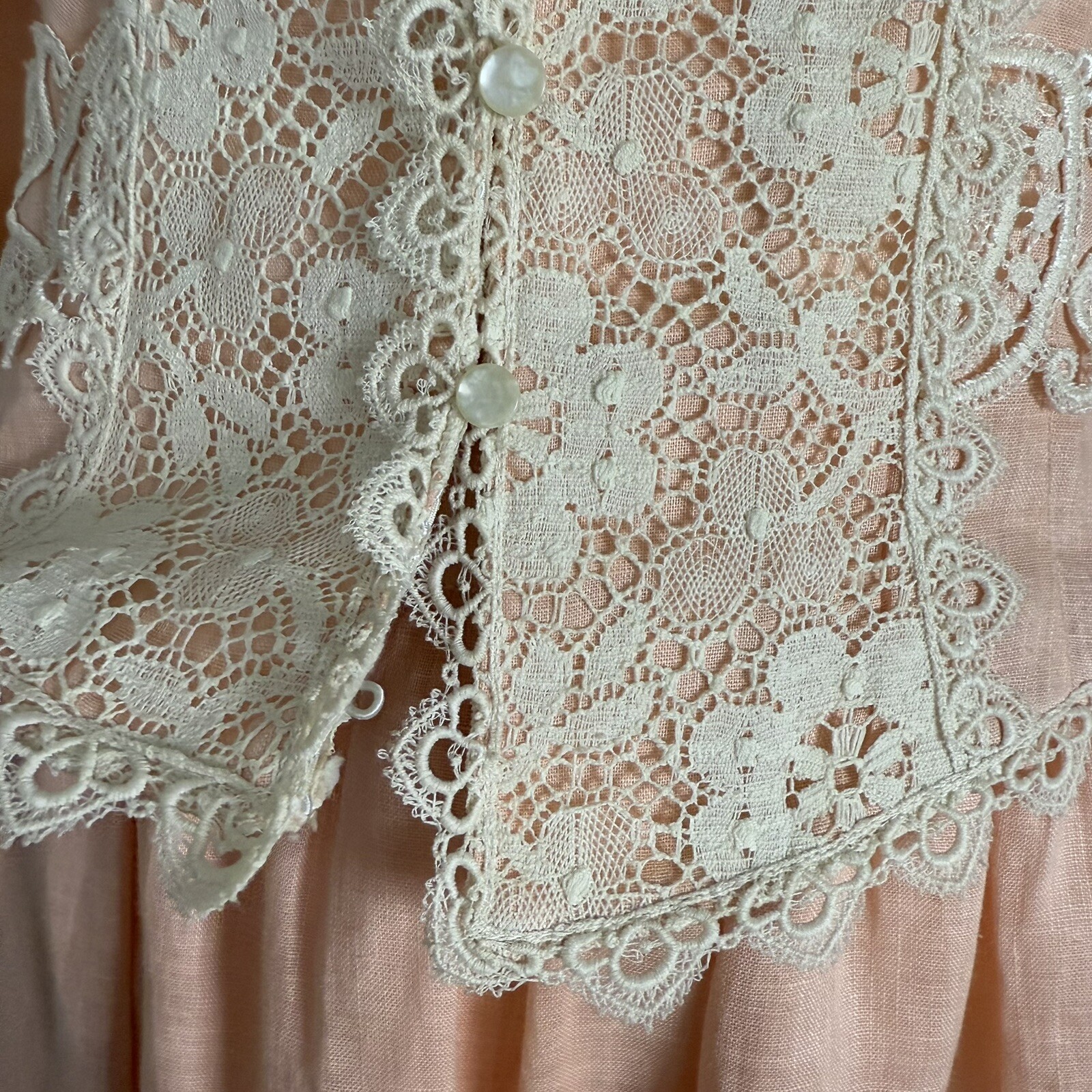 Vintage 1980s LORRIE KABALA Victorian 2pc Lace Linen Set, Juliet Sleeves Size 8