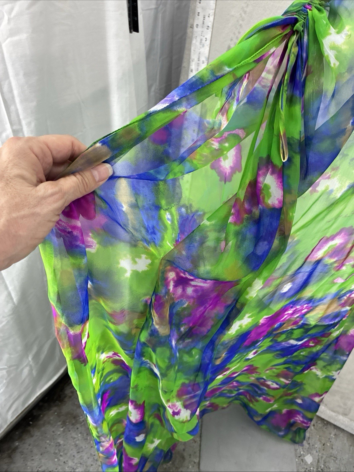 Georgie Keyloun VTG Kaftan Dress Phychdelic Muumuu Gown Hostess Misses Roper