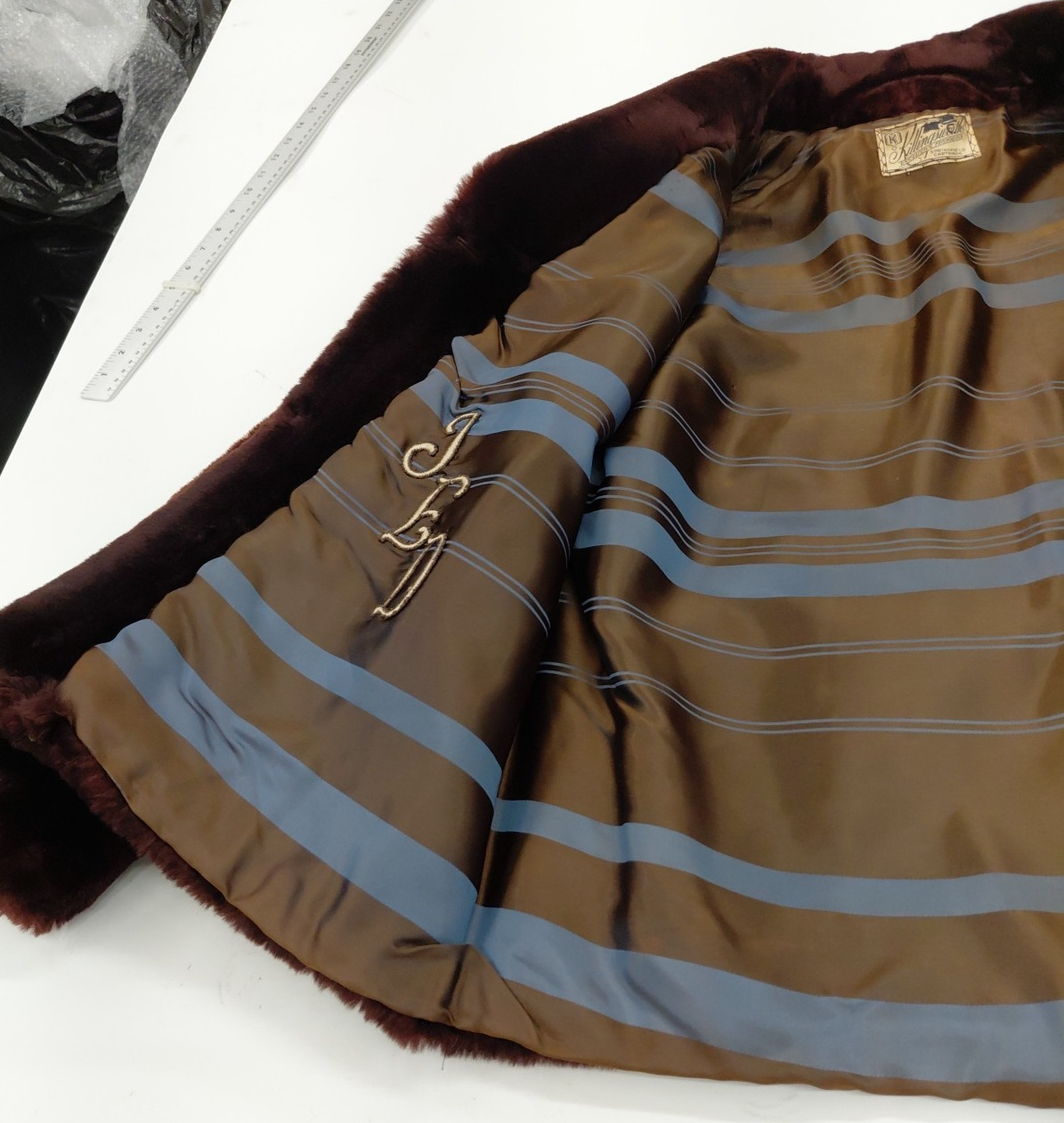 Womens Vintage Real Brown Fur Coat 1960s Small/Regular Unique Luxury Stripes