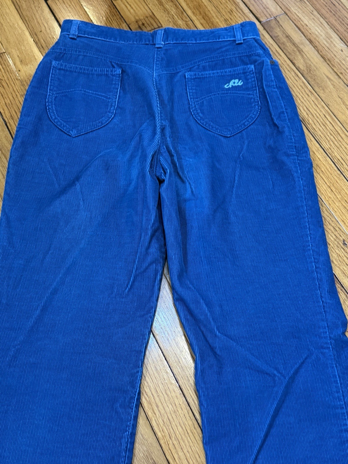 Vtg 1980s Chic by H.I.S. Teal Blue Corduroy Pants Women’s 30″ Waist x 25″ Inseam