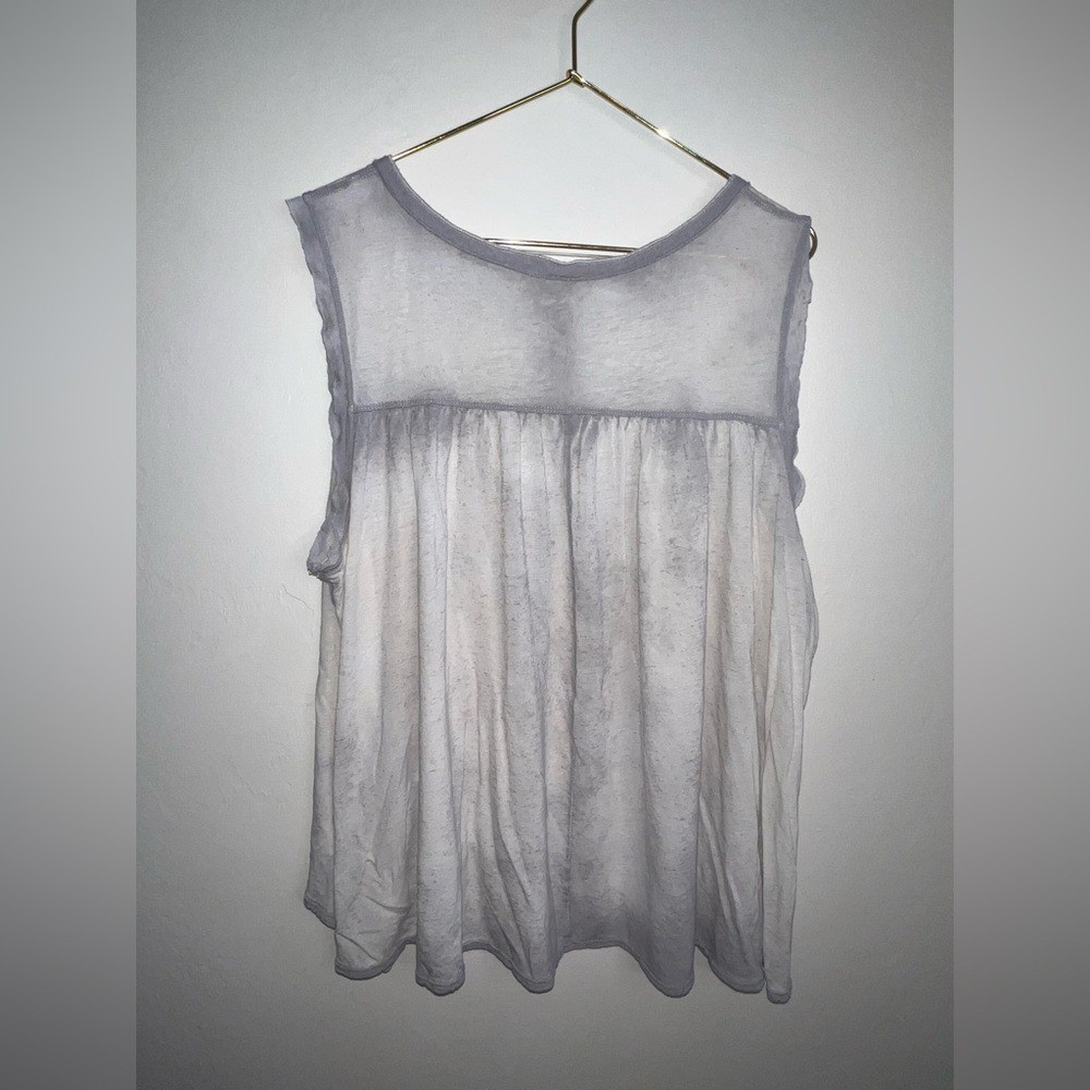 We The Free Sheer linen blend Sleeveless Button-Front XS Camisole in Light Gray